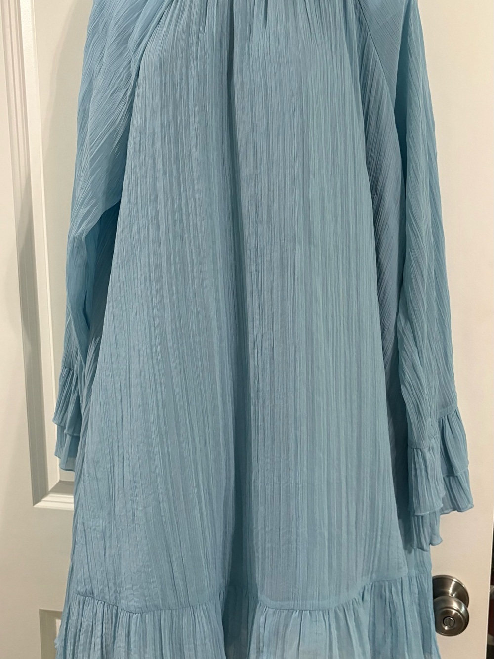 Time and Tru Sky Blue Pleated Long Sleeve Dress